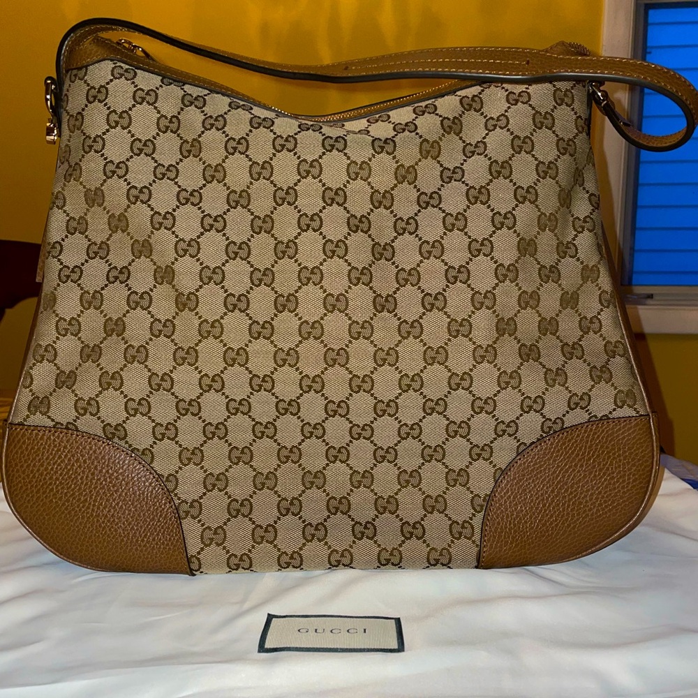 New Gucci GG Hobo Tote Bag, Brown